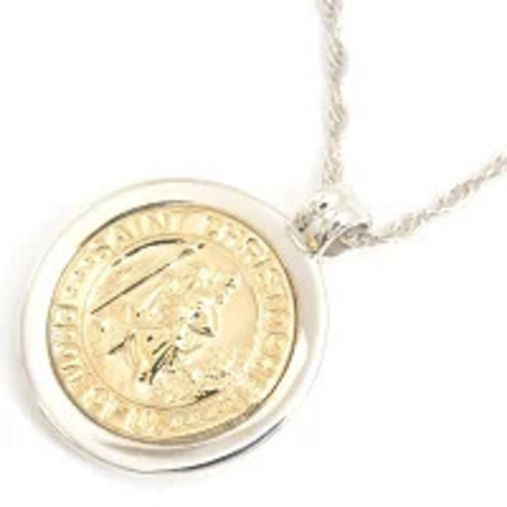 Tiffany Co St Christopher Necklace Silver Gold x